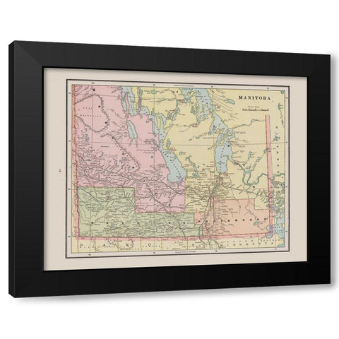 Manitoba Canada - Cram 1892 Black Modern Wood Framed Art Print with Double Matting by Cram