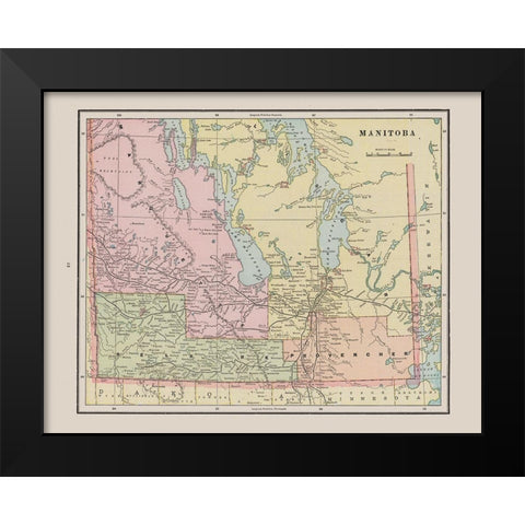 Manitoba Canada - Cram 1892 Black Modern Wood Framed Art Print by Cram