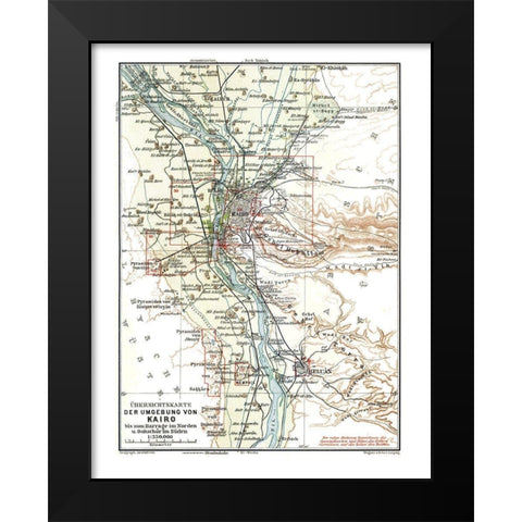 Africa Cairo Regions Egypt - Baedeker 1913 Black Modern Wood Framed Art Print by Baedeker