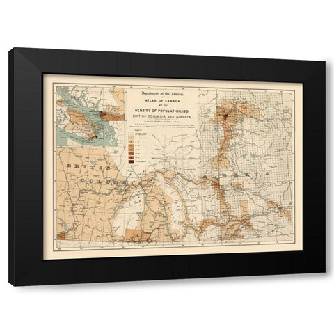 Alberta British Columbia Canada - White 1906 Black Modern Wood Framed Art Print with Double Matting by White