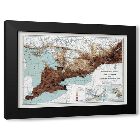 Ontario Quebec Canada 1901 - White 1906 Black Modern Wood Framed Art Print by White