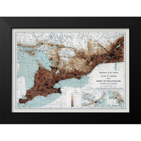 Ontario Quebec Canada 1901 - White 1906 Black Modern Wood Framed Art Print by White
