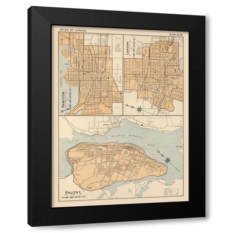 Hamilton London Halifax Canada - White 1906 Black Modern Wood Framed Art Print by White