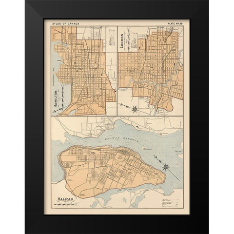Hamilton London Halifax Canada - White 1906 Black Modern Wood Framed Art Print by White