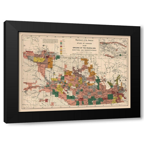 Manitoba Saskatchewan Canada 1901 - White 1906 Black Modern Wood Framed Art Print with Double Matting by White