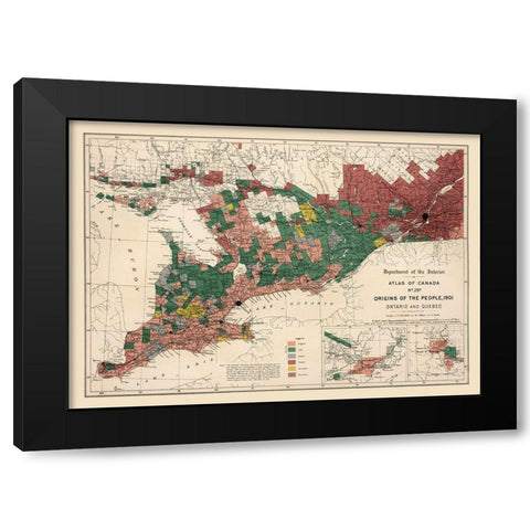 Ontario Quebec Canada 1901 - White 1906 Black Modern Wood Framed Art Print by White