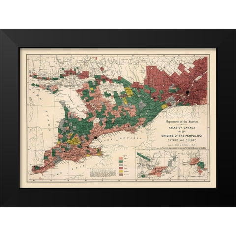 Ontario Quebec Canada 1901 - White 1906 Black Modern Wood Framed Art Print by White