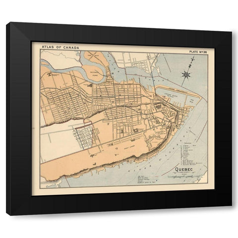 Quebec Canada - White 1906 Black Modern Wood Framed Art Print by White