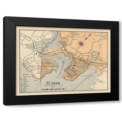 St John New Brunswick Canada - White 1906 Black Modern Wood Framed Art Print with Double Matting by White