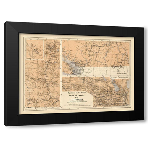 Telephones Canada - White 1906 Black Modern Wood Framed Art Print by White