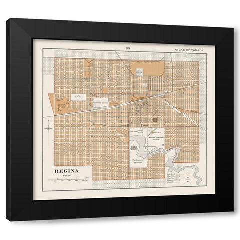 Regina Canada - Chalifour 1915 Black Modern Wood Framed Art Print with Double Matting by Chalifour