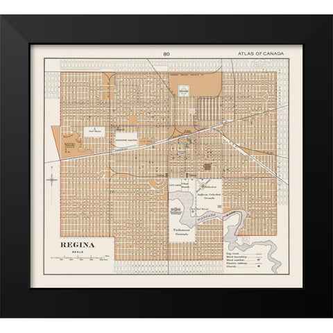 Regina Canada - Chalifour 1915 Black Modern Wood Framed Art Print by Chalifour