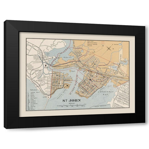 St John Canada - Chalifour 1915 Black Modern Wood Framed Art Print with Double Matting by Chalifour