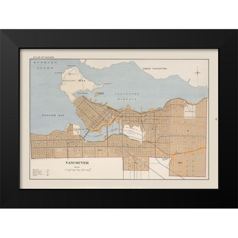 Vancouver Canada - Chalifour 1915 Black Modern Wood Framed Art Print by Chalifour
