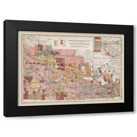 Saskatchewan Manitoba Canada 1911 - Chalifour 1915 Black Modern Wood Framed Art Print with Double Matting by Chalifour