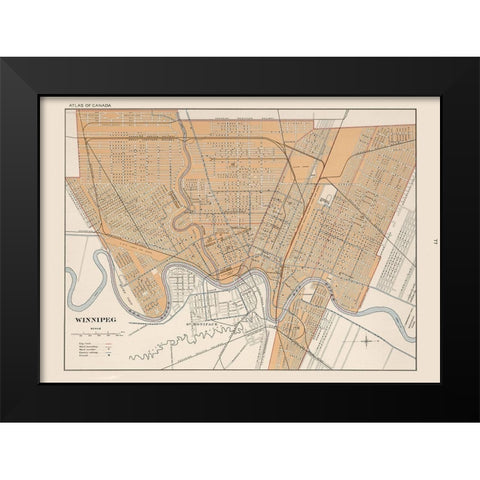 Winnipeg Canada - Chalifour 1915 Black Modern Wood Framed Art Print by Chalifour