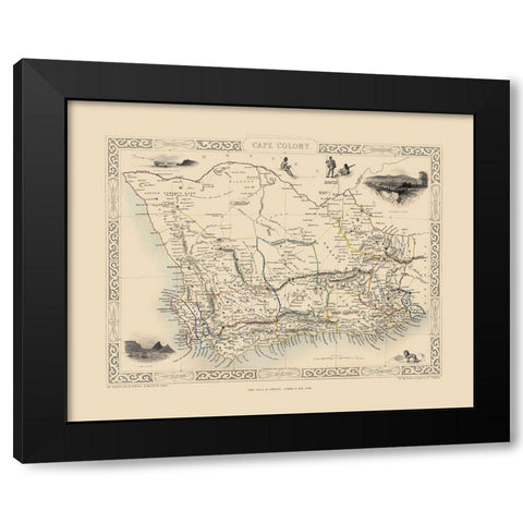 Cape Colony South Africa - Tallis 1851 Black Modern Wood Framed Art Print by Tallis