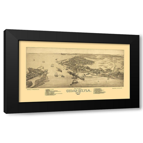 Cedar Key Florida - Beck 1885 Black Modern Wood Framed Art Print by Beck