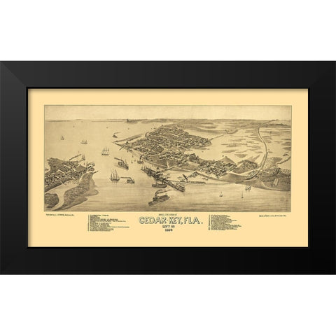 Cedar Key Florida - Beck 1885 Black Modern Wood Framed Art Print by Beck