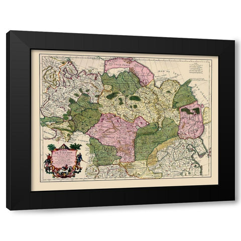 Asia China Russia - De Lisle 1706 Black Modern Wood Framed Art Print by De L''isle