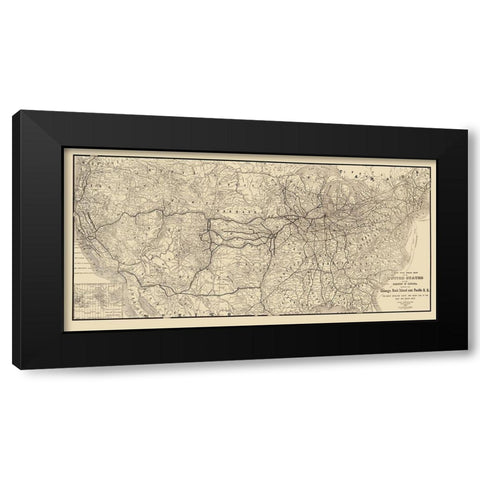 Chicago, Rock Island and Pacific Railroad 1879 Black Modern Wood Framed Art Print with Double Matting by Heubach
