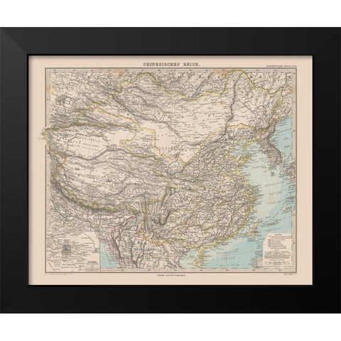 China - Stieler 1885 Black Modern Wood Framed Art Print by Stieler