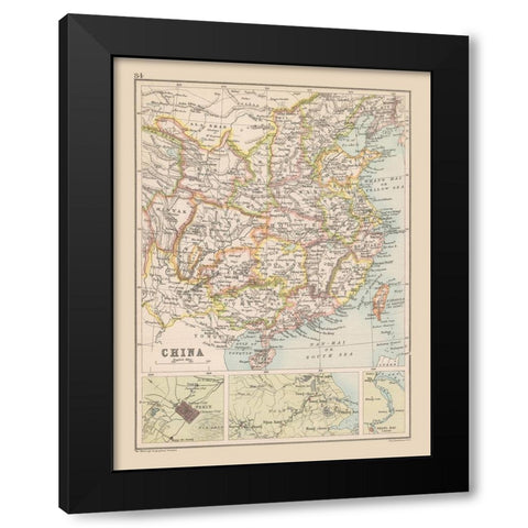 China - Bartholomew 1892 Black Modern Wood Framed Art Print by Bartholomew