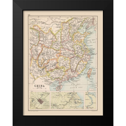 China - Bartholomew 1892 Black Modern Wood Framed Art Print by Bartholomew