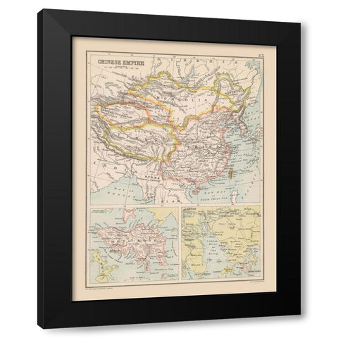 Asia Chinese Empire China - Bartholomew 1892 Black Modern Wood Framed Art Print with Double Matting by Bartholomew