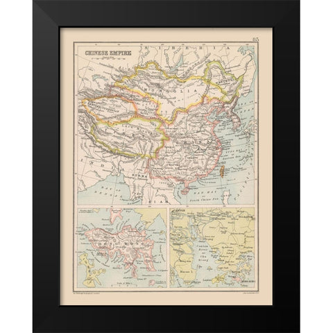 Asia Chinese Empire China - Bartholomew 1892 Black Modern Wood Framed Art Print by Bartholomew