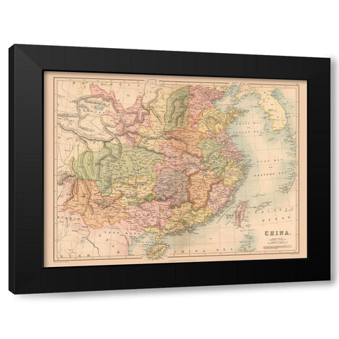 China - Black 1867 Black Modern Wood Framed Art Print by Black