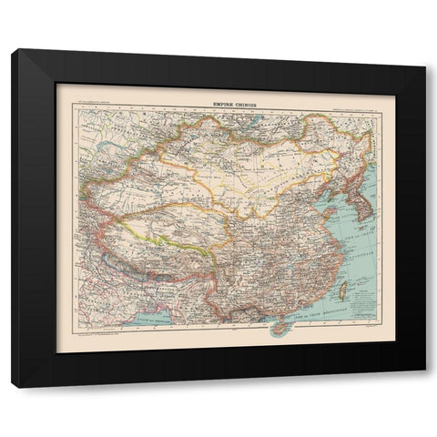 Asia Chinese Empire China - Schrader 1908 Black Modern Wood Framed Art Print with Double Matting by Schrader