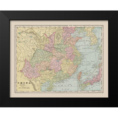 China - Cram 1892 Black Modern Wood Framed Art Print by Cram