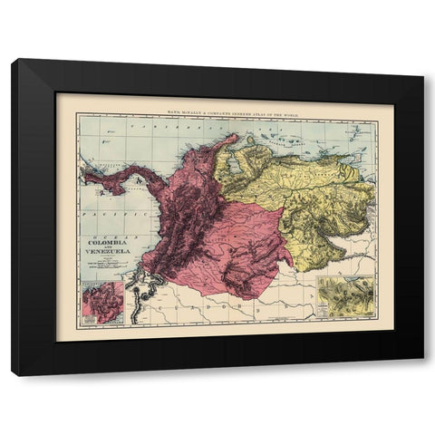 South America Colombia Venezuela Black Modern Wood Framed Art Print with Double Matting by Rand McNally