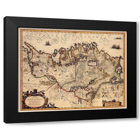 Connacht Province Ireland - Jansson 1642 Black Modern Wood Framed Art Print by Jansson