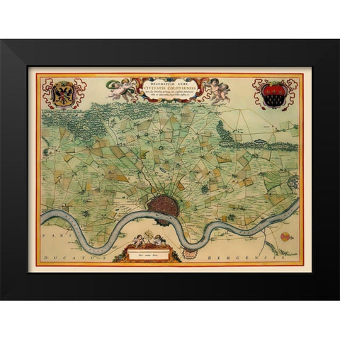 Cologne Area Germany - Visscher 1681 Black Modern Wood Framed Art Print by Visscher