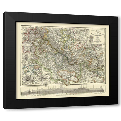 Coburg Hildburghausen Region Germany - Meyer 1849 Black Modern Wood Framed Art Print by Meyer
