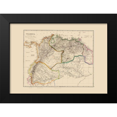South America Colombia - Arrowsmith 1844 Black Modern Wood Framed Art Print by Arrowsmith