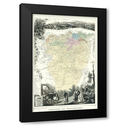 Mediterranean Constantine Department Algeria Black Modern Wood Framed Art Print with Double Matting by Migeon