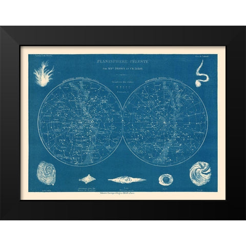 Celestial Planisphere - Drioux 1882 Black Modern Wood Framed Art Print by Drioux
