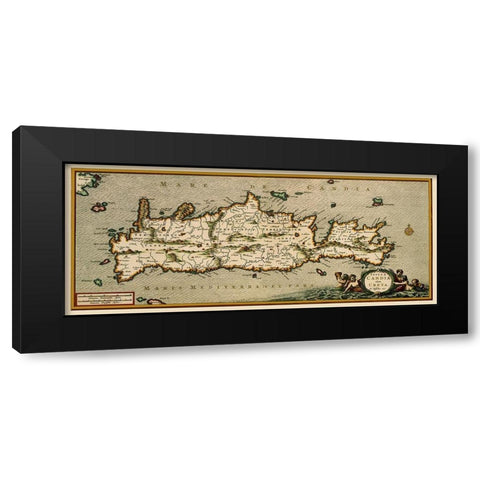 Crete Greece - Visscher 1680 Black Modern Wood Framed Art Print by Visscher