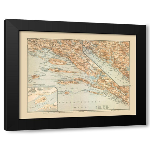 Southern Croatia Europe - Baedeker 1910 Black Modern Wood Framed Art Print with Double Matting by Baedeker