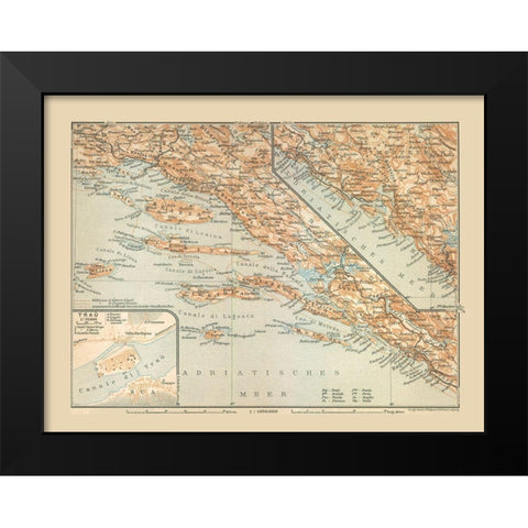 Southern Croatia Europe - Baedeker 1910 Black Modern Wood Framed Art Print by Baedeker