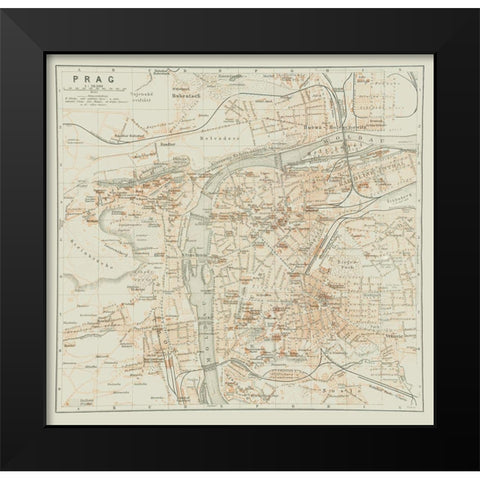 Prague Czech Republic Europe - Baedeker 1910 Black Modern Wood Framed Art Print by Baedeker