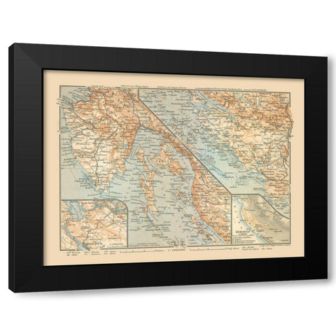 Sibenik Croatia Europe - Baedeker 1910 Black Modern Wood Framed Art Print by Baedeker