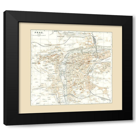 Prague Czech Republic Europe - Baedeker 1896 Black Modern Wood Framed Art Print with Double Matting by Baedeker