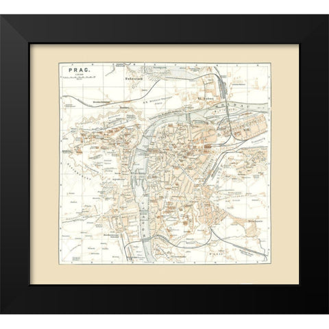 Prague Czech Republic Europe - Baedeker 1896 Black Modern Wood Framed Art Print by Baedeker