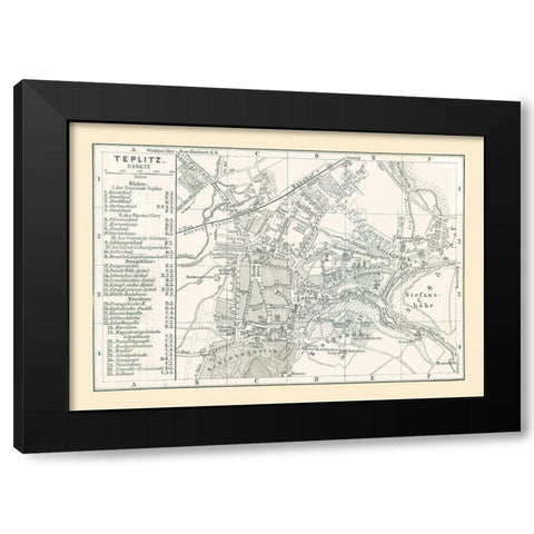 Teplice Czech Republic Europe - Baedeker 1896 Black Modern Wood Framed Art Print with Double Matting by Baedeker