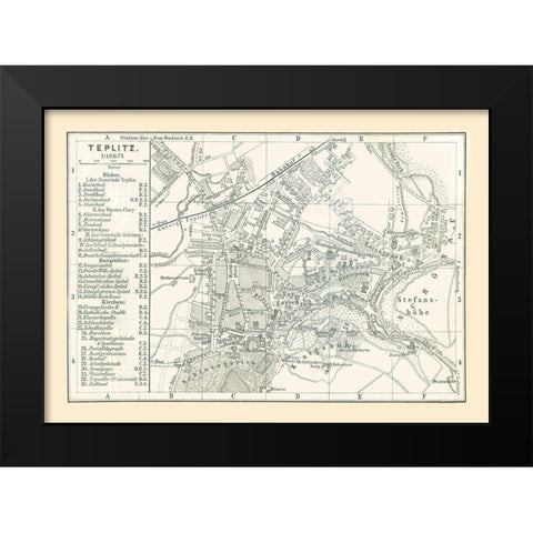 Teplice Czech Republic Europe - Baedeker 1896 Black Modern Wood Framed Art Print by Baedeker