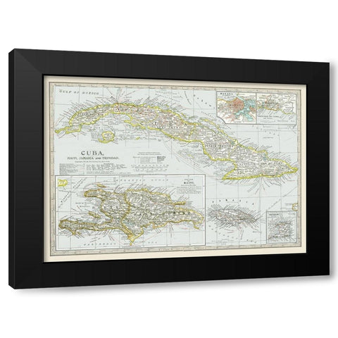 Cuba Haiti Jamaica Trinidad - Century 1897 Black Modern Wood Framed Art Print by Century